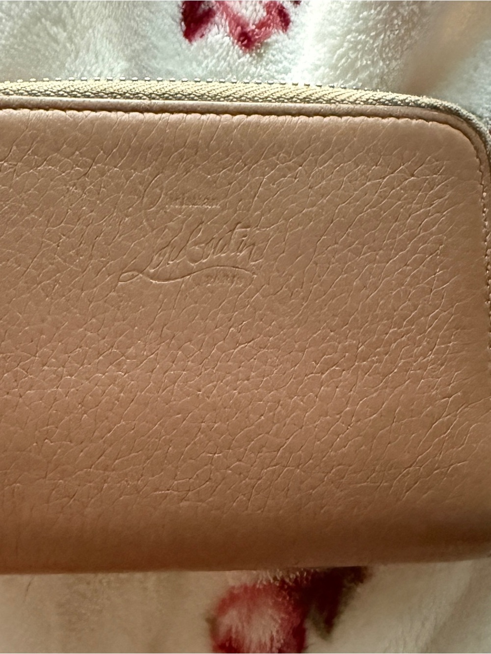 Christian Louboutin althentic pink Leather Studded Zip Coin Purse w Red Heel tab - Picture 3 of 7